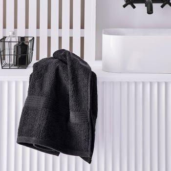 Mevak baño - Maxi drap de bain uni en coton anthracite 90x150