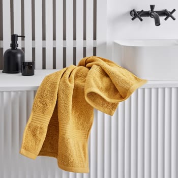Mevak baño - Drap de bain uni en coton jaune 70x130