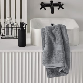Mevak baño - Serviette de bain uni en coton gris 50x90