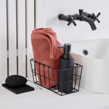 Mevak baño - Serviette de bain uni en coton rouge 50x90