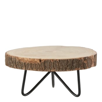 Pia - Table d'appoint tronc d'arbre en métal et bois