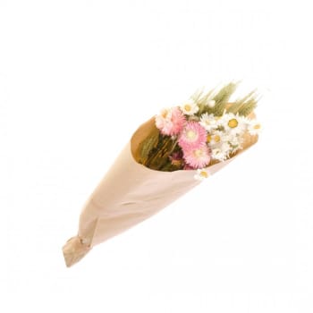 Bouquet de fleurs séchées blanc/rose S