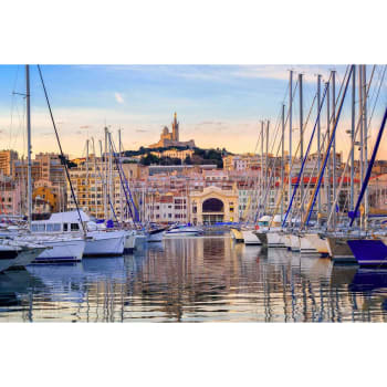 Mer - Tableau sur toile bateaux vieux port Marseille 45x65 cm