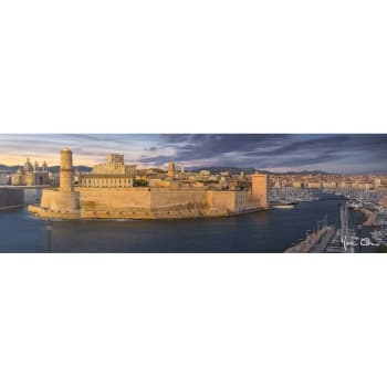 Classique intemporel - Tableau sur toile panorama vieux port de Marseille 30x97 cm