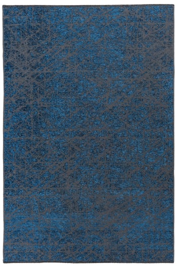 KALEV - Tapis de salon en polyester bleu 80x160 cm