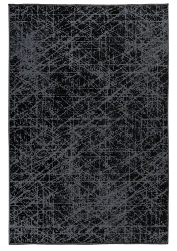 KALEV - Tapis de salon en polyester noir 80x160 cm