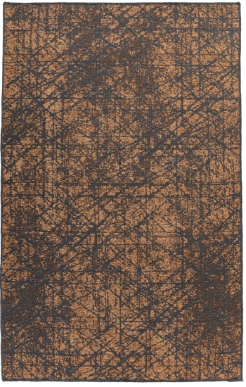 KALEV - Tapis de salon en polyester noir ébène 80x160 cm