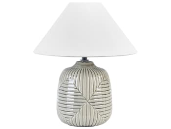 Canelles - Lámpara de mesa de cerámica gris blanco 37 cm