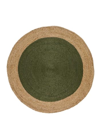 MAHON - Alfombra de yute redonda verde, 90X90 cm
