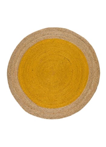 MAHON - Alfombra de yute redonda mostaza, 120X120 cm