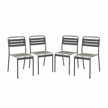 Amélia - Lot de 4 chaises de jardin, savane