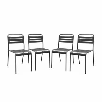 Amélia - Lot de 4 chaises de jardin, anthracite