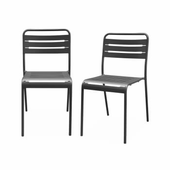 Amélia - Lot de 2 chaises de jardin, anthracite
