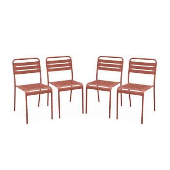 Amélia - Lot de 4 chaises de jardin, terracotta