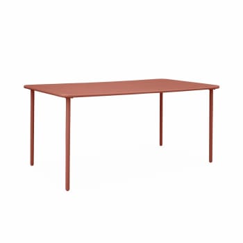 Amélia table 160x90cm - Table de jardin rectangulaire en métal terracotta 6 à 8 places