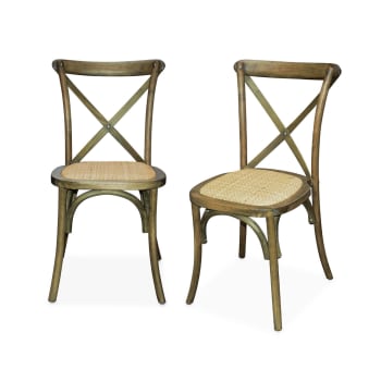 Belleville - Lot de 2 chaises de bistrot en bois marron