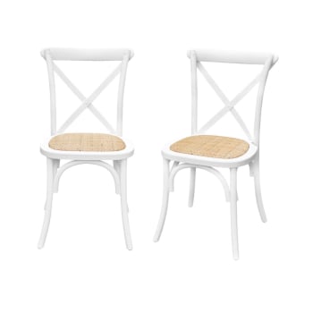 Belleville - Lot de 2 chaises de bistrot en bois blanc