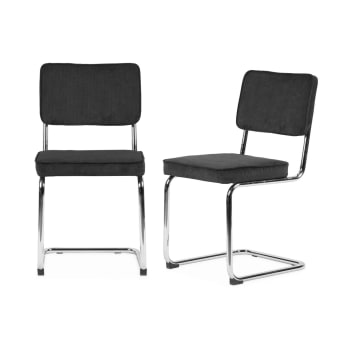 Maja - Lot de 2 chaises cantilever velours côtelé
