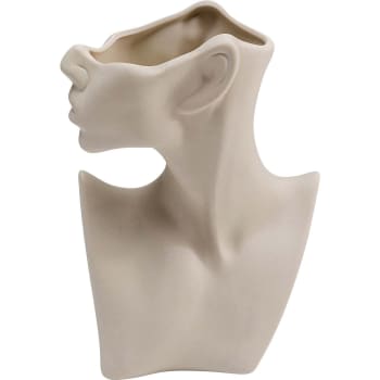 Jarrón blanco de cerámica con busto de mujer