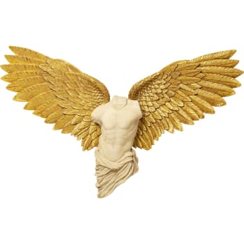 Guardian Angel - Déco murale buste homme ailé polyrésine dorée et blanche L208