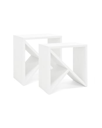 Stoke - Ensemble de 2 tables de chevet en bois de pin blanche 40x40cm