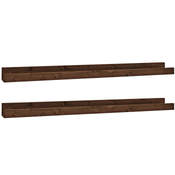 Duc - Pack 2 étagères flottantes en bois de pin marron foncé 50cm