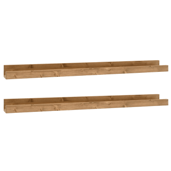 Duc - Pack 2 estantes de madera maciza flotante tono envejecido 100x7cm