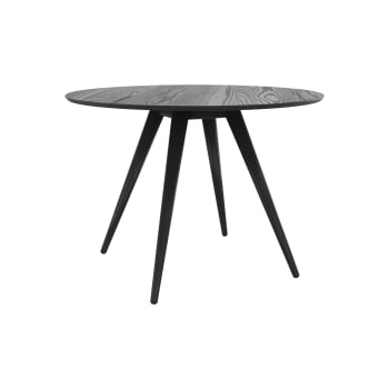 Liwa - Table ronde 4 personnes en bois de frêne plaqué noir D105 cm