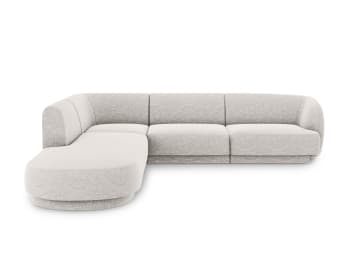 Divano angolare destro 4 posti in ciniglia, beige chiaro Kaelle