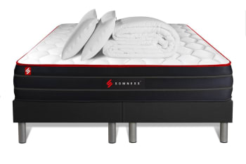 Boost - Pack matelas sommier 160x200 oreiller couette
