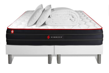 Boost - Pack matelas sommier 160x200 oreiller couette