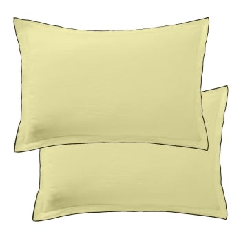 2 taies d'oreiller en lin français - lin lavé jaune 50x70 cm