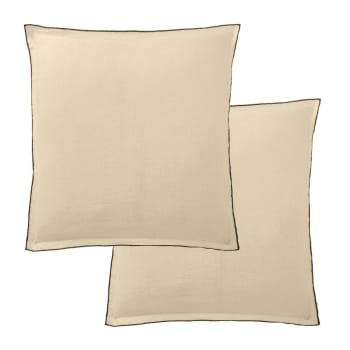 2 taies d'oreiller carrées en lin français - lin lavé beige 65x65 cm