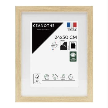 Cadre Photo Bois Chêne 60x80 Cm Avec Passe-Partout 50x70 Cm - Cadre Affiche Poster A2 - Verre Acrylique Incassable - Fabriqué En France
