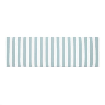 BILLIE SUANCES - Tête de lit tapissée en tissu rayé turquoise 165x52cm