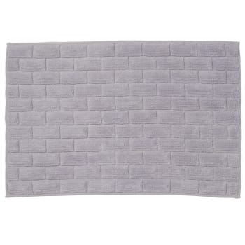 Brick - Tapis de bain coton uni gris 50x80cm