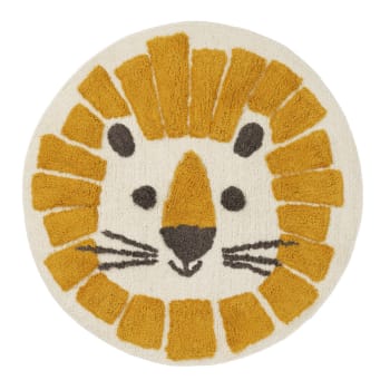 Lion - Tapis enfant rond coton orange 70x70cm