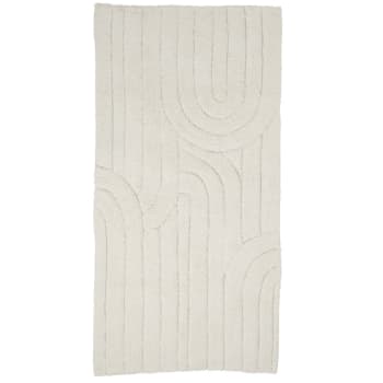 Retro - Tapis coton uni ivoire motif arc 60x120cm