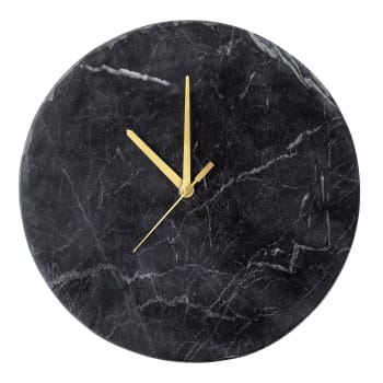 JAMIN - Horloge murale noir marbre D25.5cm