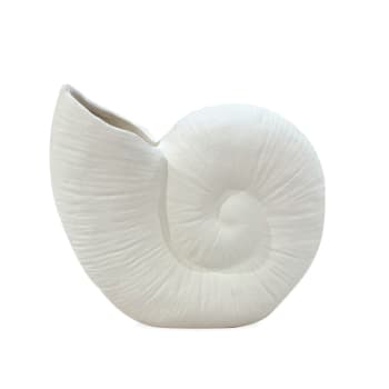 Vase céramique coquillage blanc texturé L20.7cm