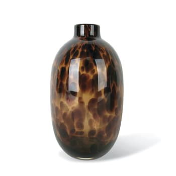 Vase léopard ambre verre H20cm