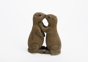 Couple marmottes bisou hauteur 20 cm L20cm