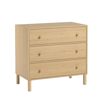 Commode En Bois 3 Tiroirs bali 90cm Naturel à Prix