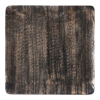 Hilo - Plat décoratif carré en bois de manguier noir 25 cm