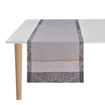 Voyage iconique - Chemin de table en coton zinc 50 x 150