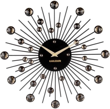 WALL CLOCK - Horloge ronde en métal sunburst 30 cm noir