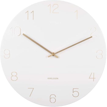 WALL CLOCK - Horloge en métal chiffres gravés charm blanc