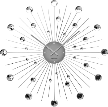 WALL CLOCK - Horloge ronde en métal sunburst 50 cm chrome