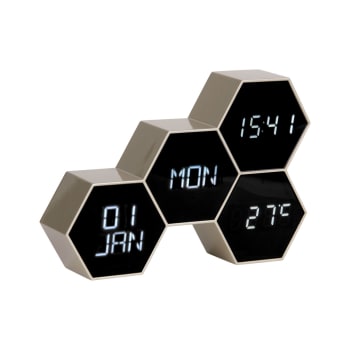 ALARM CLOCK - Réveil 4 facettes hexagonale or