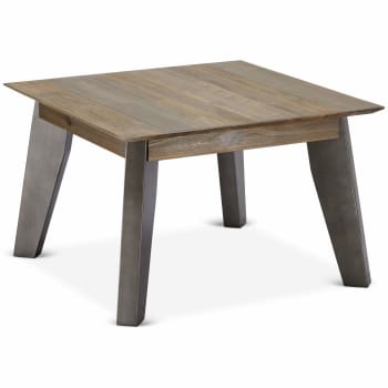 MALAGA - Tavolo basso quadrato in legno massello di acacia marrone